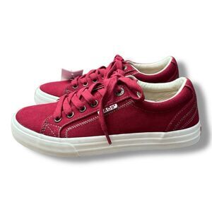 Taos Plim Soul Red Canvas Sneaker Fashion Lace up Casual EverydayWomen’s Size 6
